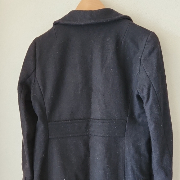 GAP Classic Black Wool Blend Trench Coat Lined Sz XS Minimalist Preppy Normcore - Picture 13 of 16